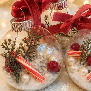 SET OF THREE Festive Holiday Ornaments (Peppermint)